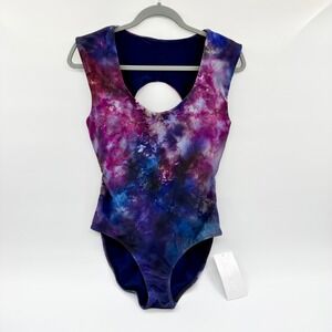 Athleta Supernova Entwined One Piece Swimsuit Multi Tie Dye Purple Blue Medium